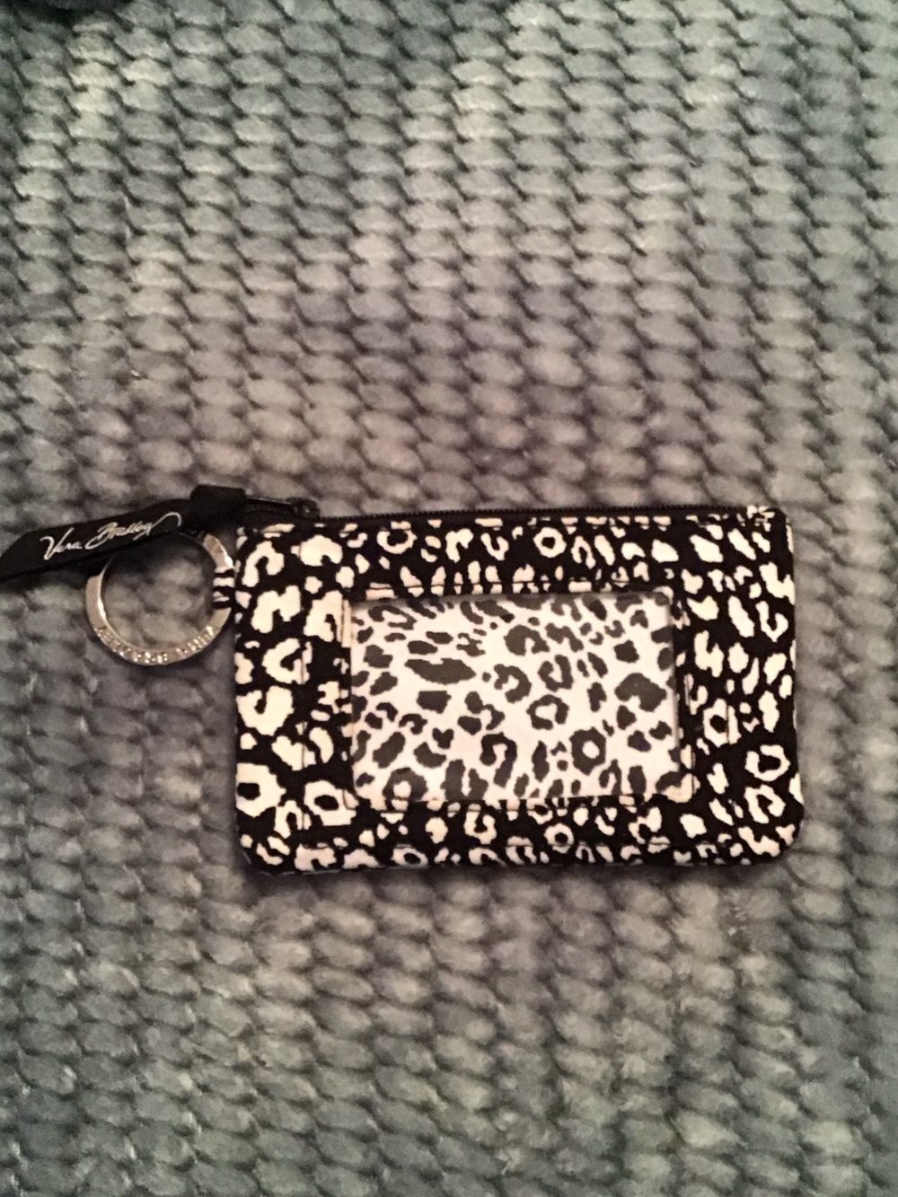 Vera Bradley Black & White Camocat ID Wallet with Key Ring (B)